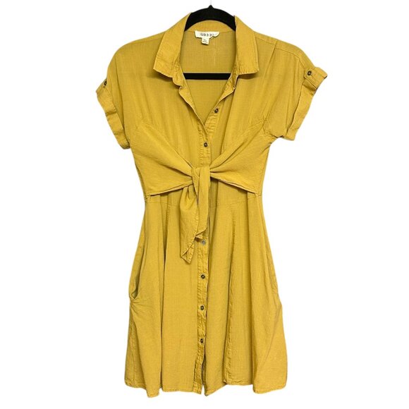 Fashion on Earth Natural Fiber Blend Mustard Yellow Dress - Picture 2 of 7